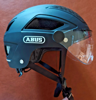 ABUS Hyban 2.0 ACE  Fahrradhelm schwarz mit Visier und LED - Gr. L 56-61 cm