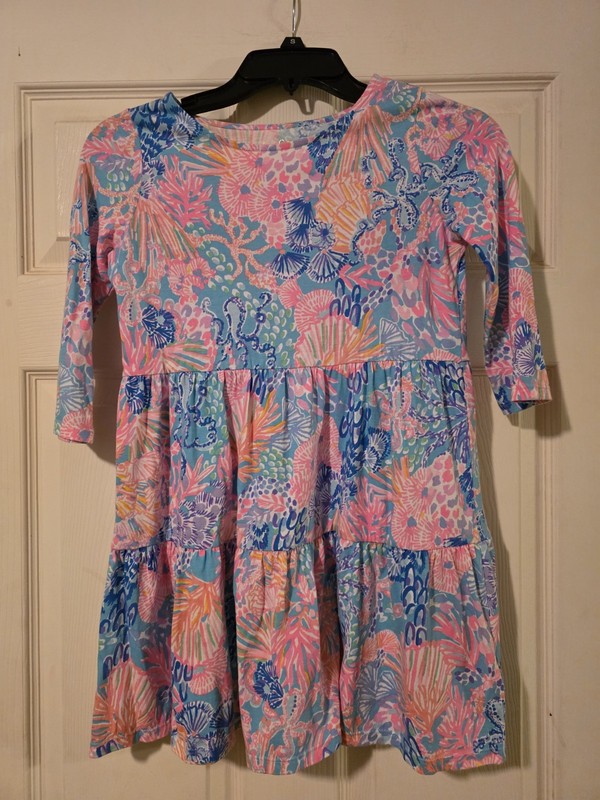 Lilly Pulitzer Kids L 8-10Geanna Swing Dress Multi Splendor in the Sand Print