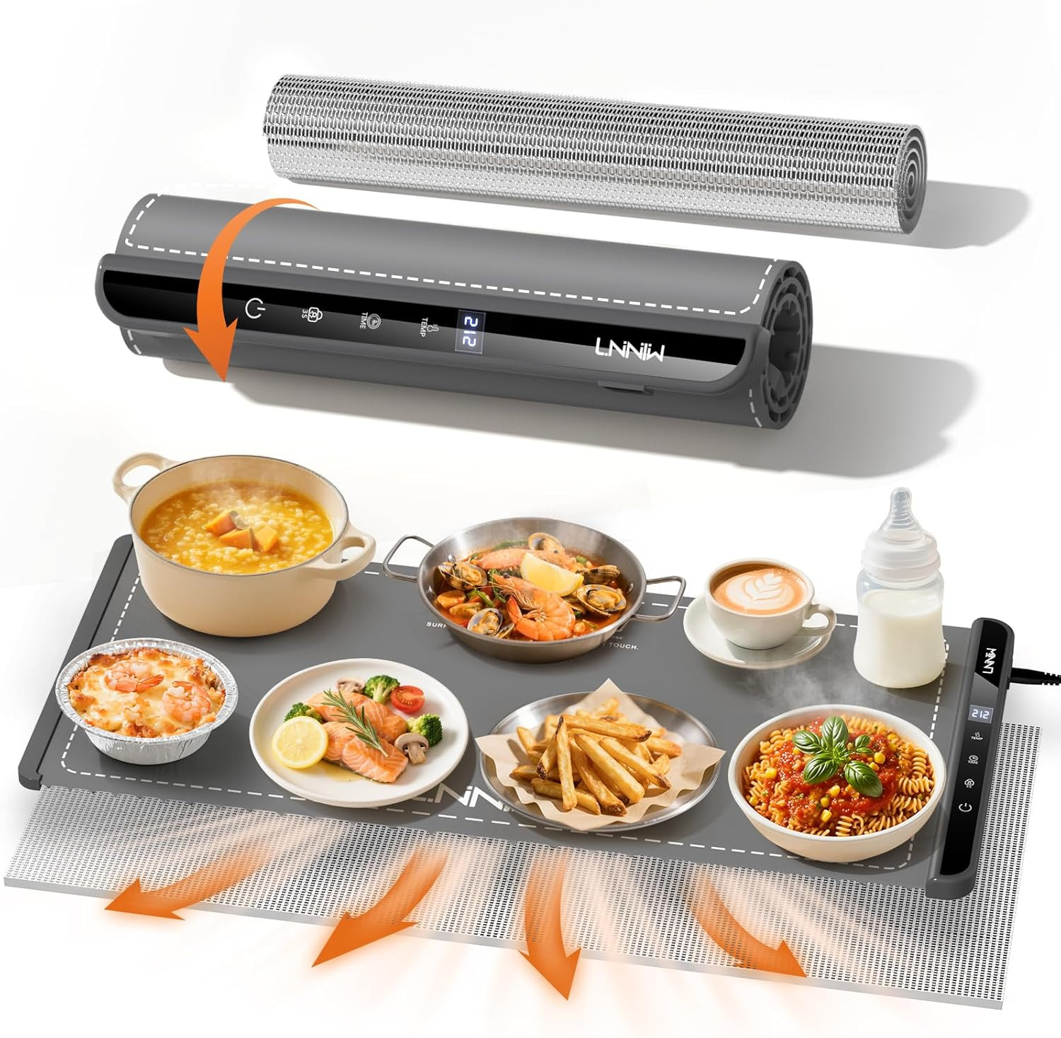 Extra Large Food Warming Mat with Heat-Resistant Pad, 36X15 