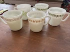 VTG Pyrex Milk Glass Mug Lot 5 Retro Coffee Cups Mixed Pattern