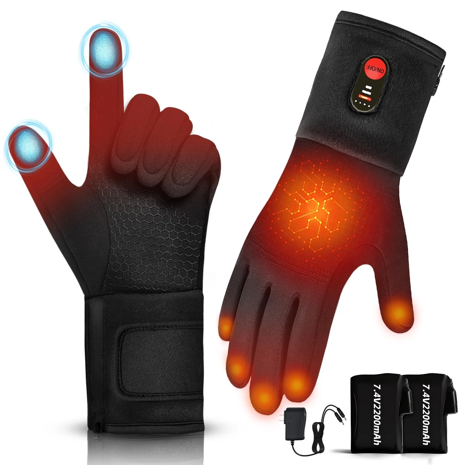 Heated Gloves for Women-2200mAh 3 Levels Temperature Control 6 Hours Heating ...