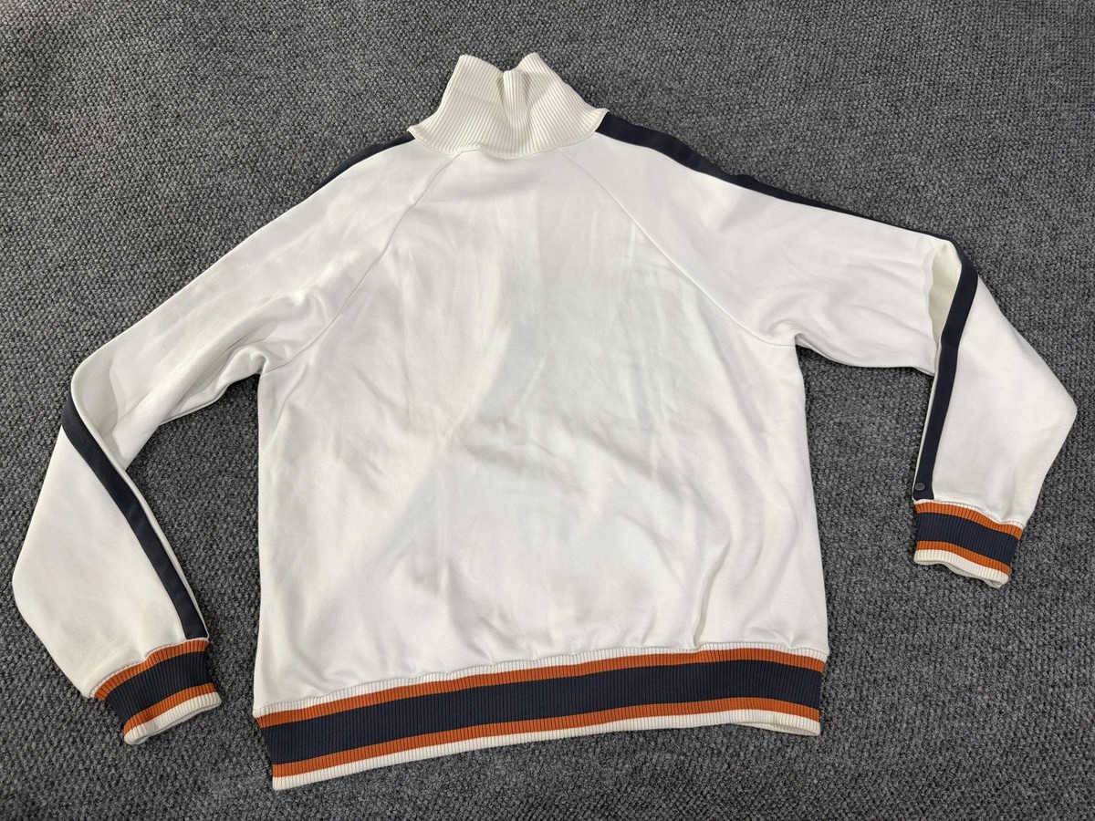 Puma Clyde Jacket Mens 2XL White Track Full Zip Striped Trim Retro