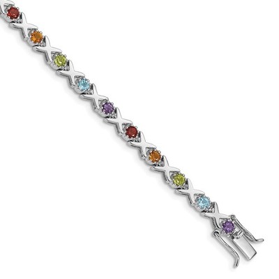 Armband Sterlingsilber rhodiniert & mehrere Edelsteine