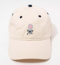 Tennis Hat - Frasier Sterling Cream/Navy: One Size, Cotton, Adjustable