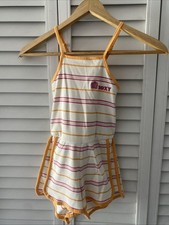 NWT Roxy Girl Spaghetti Strap Romper Orange And Pink Stripes Size 6