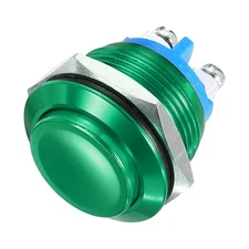 Latching Metal Push Button Switch 19mm 1NO SPST Green, High Round Head, 1pcs