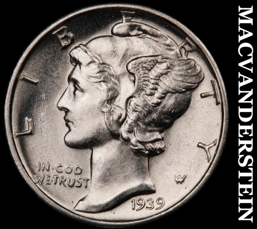 1939-D Silver Mercury Dime - Choice Gem Brilliant Unc++++  Lustrous  #G8965