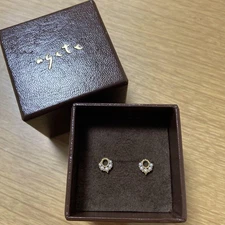 Agete Flower Earring Charm K14 Gold Pearl Used