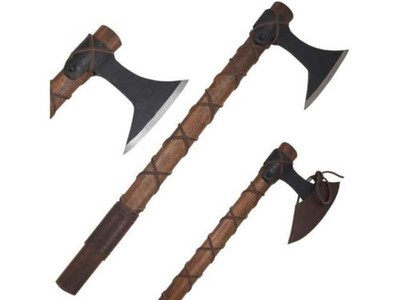 Medieval Warrior Handmade Viking Tomahawk Throwing Axe+Leather Case