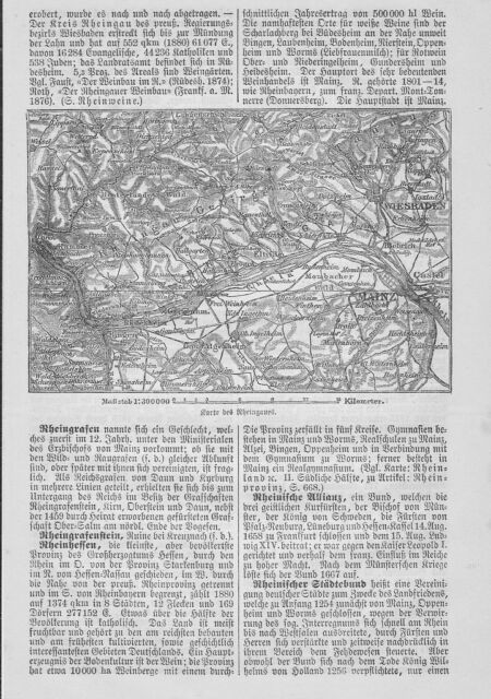 Rheingau old map of 1886 Mainz Eltville Bingen Ingelheim Biebrich-