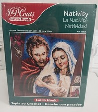 NEW J P Coats Christmas Nativity Scene Latch Hook Kit Baby Jesus Mary Joseph