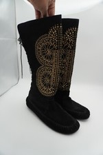 Black Stud Moccasin Black Boots