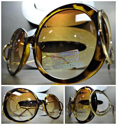 New CLASSIC VINTAGE RETRO Style SUN GLASSES Round Tortoise & Gold Fashion Frame