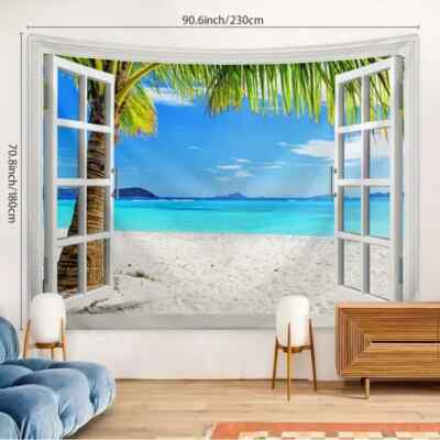 BEACH PARADISE Wandbehang Wandteppich Meer Ozean Kunst Bettüberwurf 230 cm x 180 cm XL