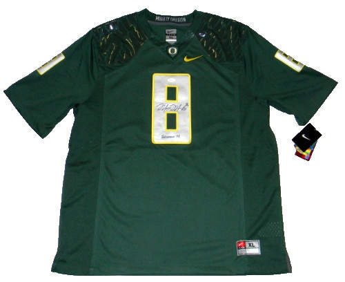 Marcus Mariota Autographed Signed Oregon Ducks #8 GREEN NIKE LIMITED JERSEY W/ HEISMAN 14 