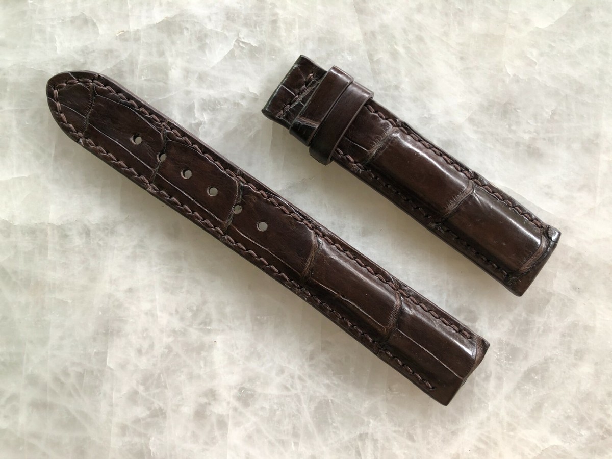 18mm/16mm Brown Alligator Crocodile Embossed Leather Watch Strap