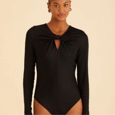 FARM Rio Black Cutout Long Sleeve Bodysuit NWT