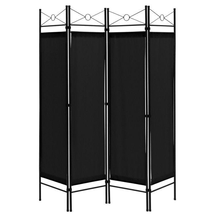 Privacy Screen 6FT Black Room Divider – 4 Panel Steel Frame For Home ...