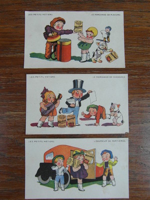 3 x CHROMOS BLECAO imp. WATON LES PETIT METIERS sehr typisch 1930