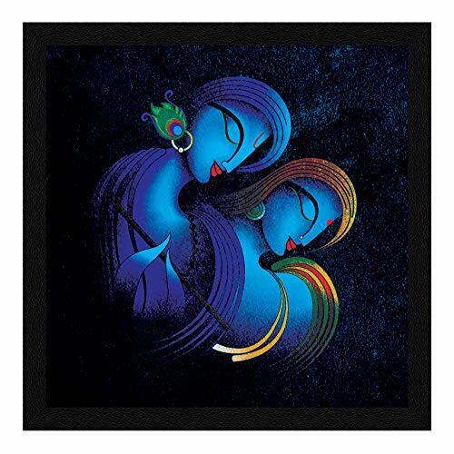 Synthetik Holz Papier Radha Krishna Cosmic Ewige Liebe Gerahmt Malerei 33cmx33cm