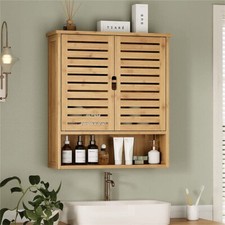 US Large Bamboo Bathroom Cabinet Wall Mounted Kitchen Cabinet Cupboard Organizer