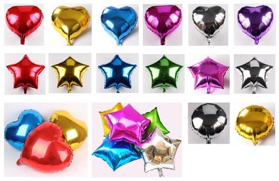1-24x 10'' 18'' Heart Round Star Solid Foil Balloon Helium Baby Shower Bride BDAY