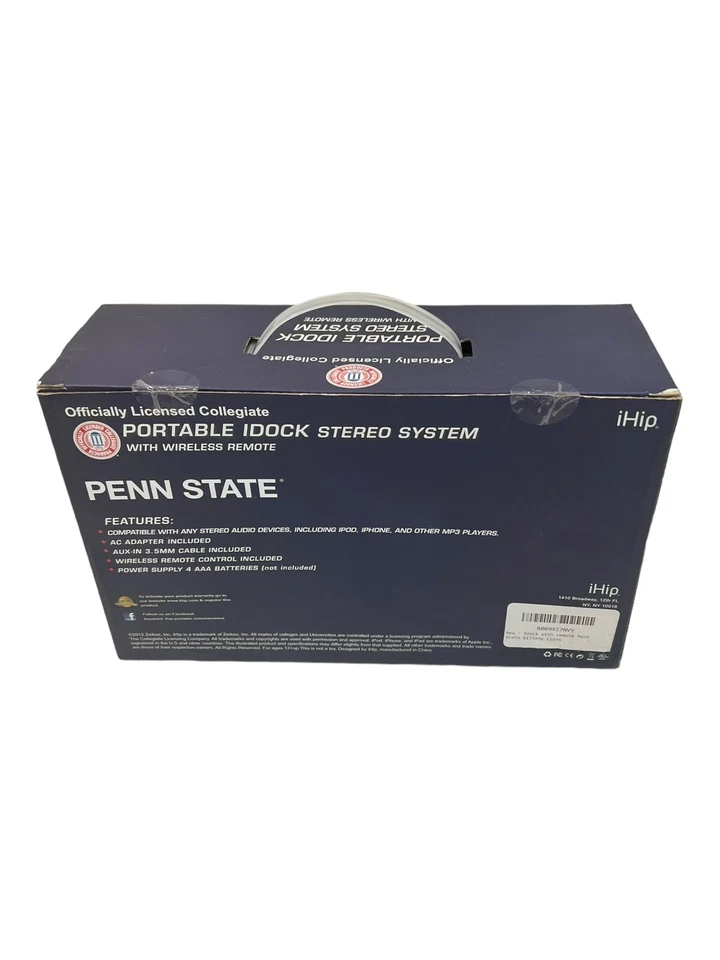Portable iHip Stereo Speakers Phone PC Battery AC Remote Penn Date Nittany Lions - Image 2 of 4