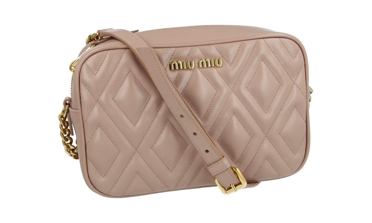 MIU MIU SHOULDER BAG CROSSBODY BY PRADA 5BH133 BEIGE GOLD