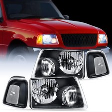 For 2001-2011 Ford Ranger Headlights Replacement Black Housing Clear Corners