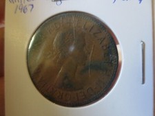 1967 Great Britain 1 One Penny Queen Elizabeth II Large Cent World Coin F