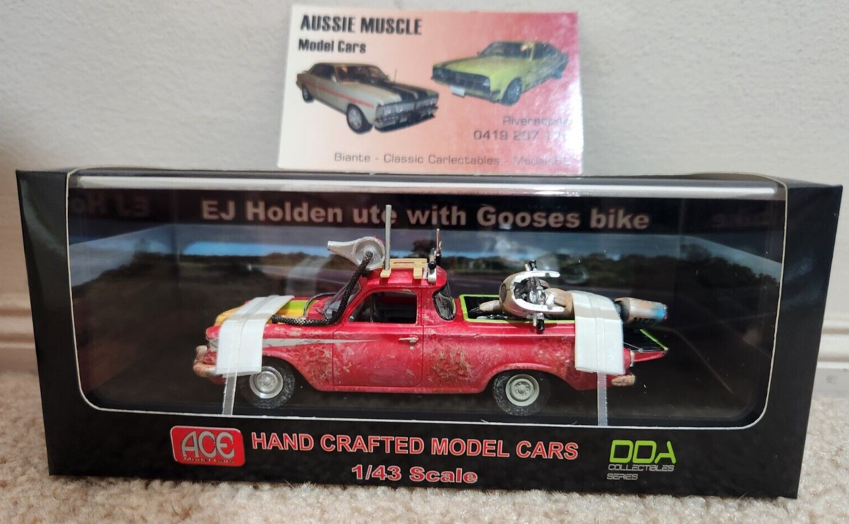 1:43 ACE Mad Max Holden EJ Ute damaged with Gooses Kawasaki Bike