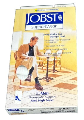 JOBST  Men Compression Knee High, 8-15 mmHg Closed Toe Large White