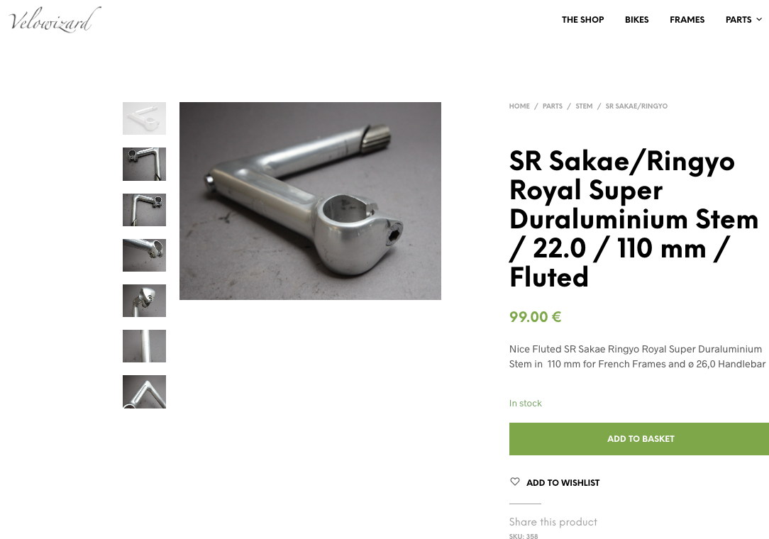 Potence Sakae Ringyo SR Super Royal Light – Longueur 70 Mm, Diamètre 22 Mm – Neuf Vintage