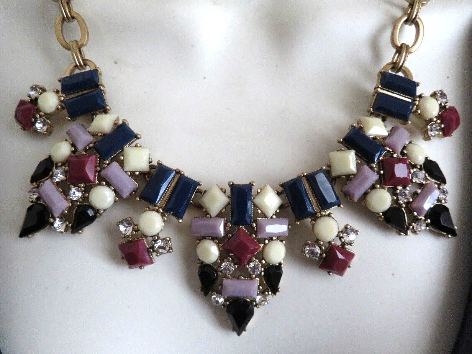 J. Crew ~ Statement Necklace Multicolor Gold- Ton… - image 2