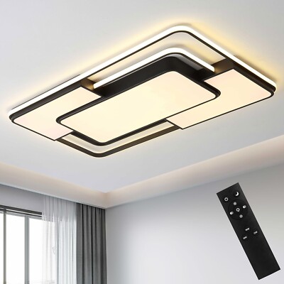 Moderne Deckenleuchte, schwarz, 90 x 60 cm, LED, dimmbar, 3000K-6000K,