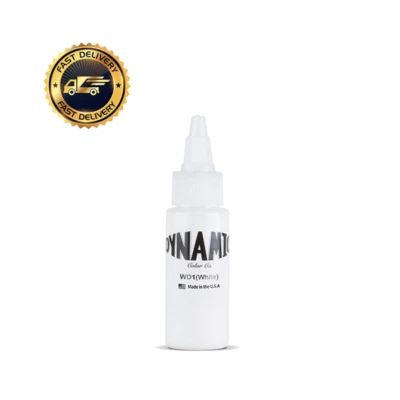 DYNAMIC INK 1oz DYNAMIC WHITE Tattoo Ink - Original bottle for lining and shading