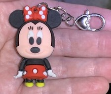 Silver PVC Minnie Mouse Charm Zipper Pull Keychain Add On Clip