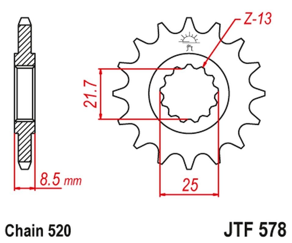 Pignon avant JT 585 17 dents pour stopper les vibrations de chaîne Kawasaki ZX-6R