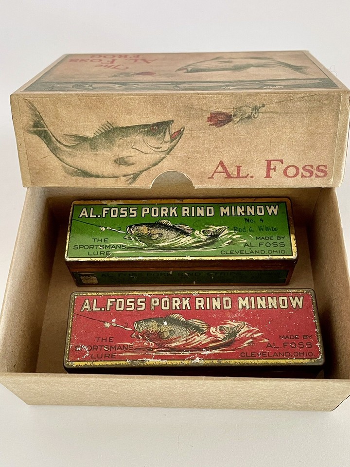Vintage 2 Al Foss Fishing Lures with Tins and Reproduction Box eBay