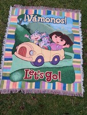 Dora The Explorer Vamonos Lets Go Throw Blanket 47x56 Afghan Tapestry Boots
