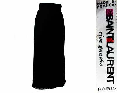 Size 10 Black Velvet Skirt YSL Designer Formal Ankle Length Yves St Laurent 