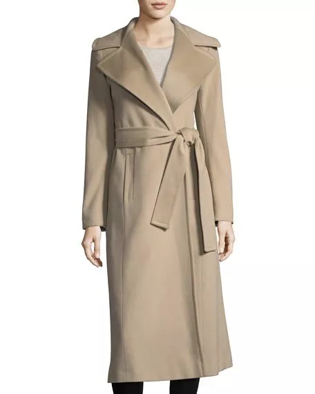 Calvin Klein Wool Blend Shawl Collar Wrap Maxi Coat