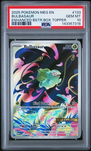 2025 POKEMON MEG EN-MEGA EVOLUTION ENHANCED BOOSTER BOX TOPPER BULBASAUR PSA 10