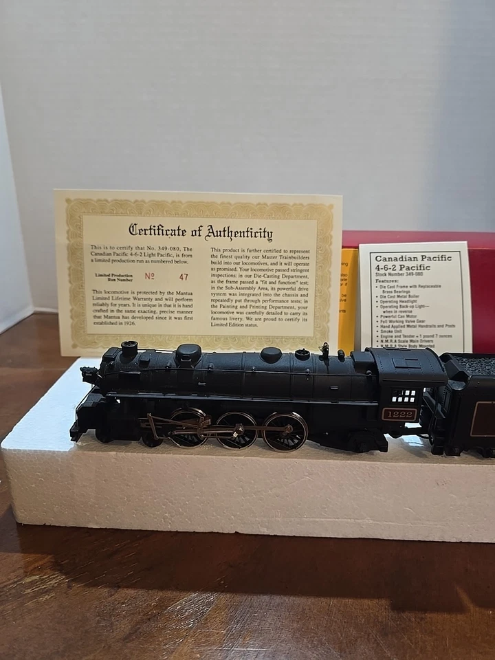 MANTUA HO SCALE 4-6-2 CANADIAN PACIFIC LOCOMOTIVE W/TENDER Heavy Brass/Plastic - Image 2 of 4