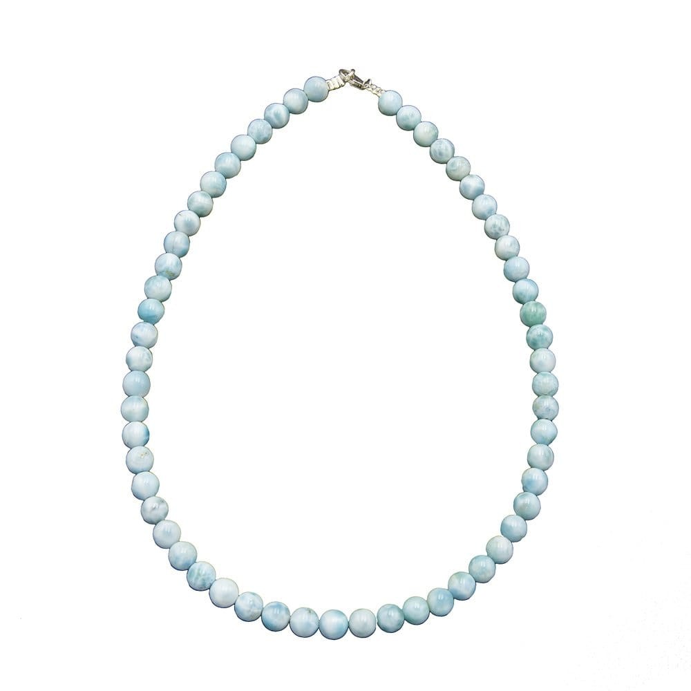 Collier Larimar avec perles boules 8mm une idée cadeau d'anniversaire idéale