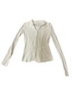 BLACK LABEL White Button Front Mesh Sleeve Detail Cotton Collared Jacket Sz XS — photo 1