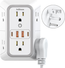 Outlet Extender Surge Protecto, 6 Outlet Extender with 4 USB Ports, 3 Sided 1050