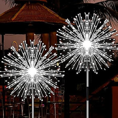 Solar Firework Lights, 2 Pack 135 Leds 2 Lighting Modes Solar Lights Outdoor Wat