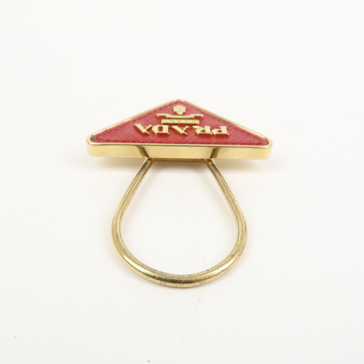 PRADA Triangle Logo Saffiano Leather Metal Bag Charm Red 1PP301
