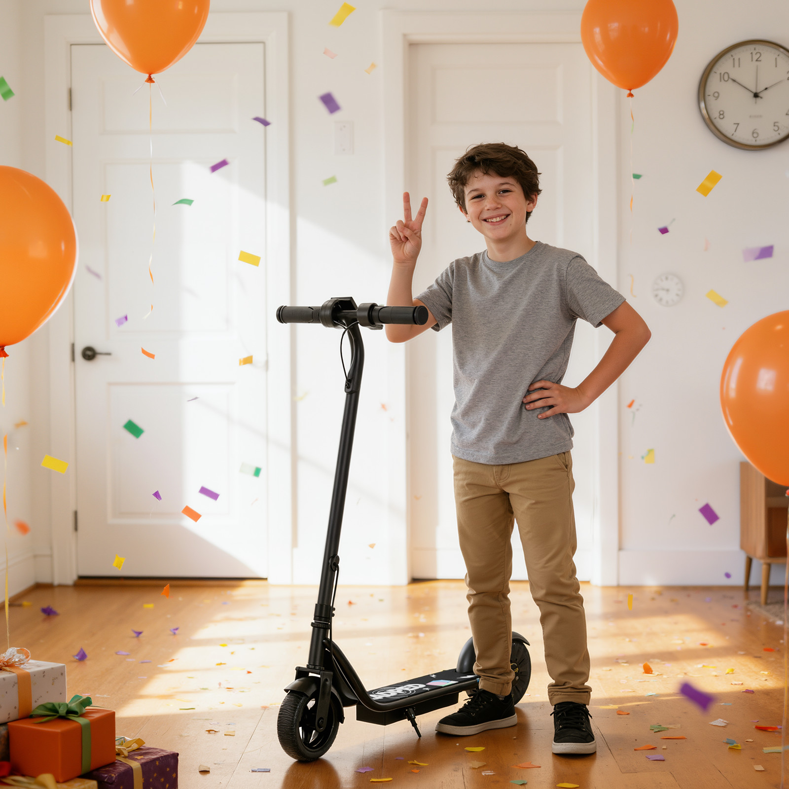 Ladped Electric Scooter for Kids Ages 6-12, 9MPH Max Speed, 10 Mile Range, Black